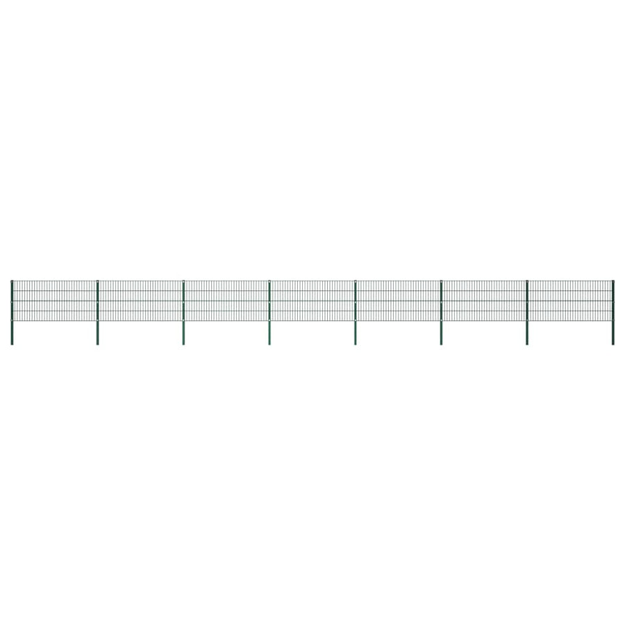 Schuttingpaneel Met Palen 11,9X0,8 M Ijzer Groen 0.8 m 11.9 m