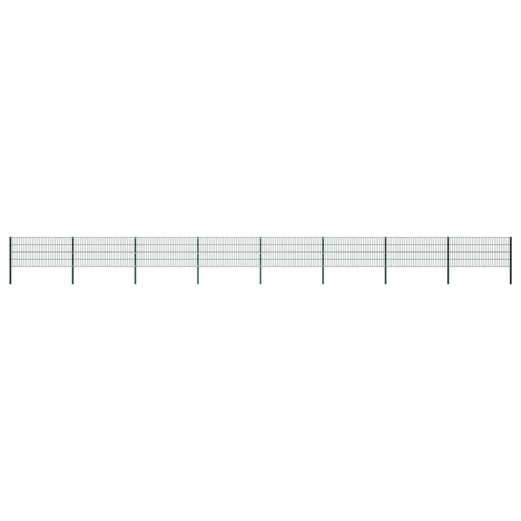 Schuttingpaneel Met Palen 13,6X0,8 M Ijzer Groen 0.8 m 13.6 m