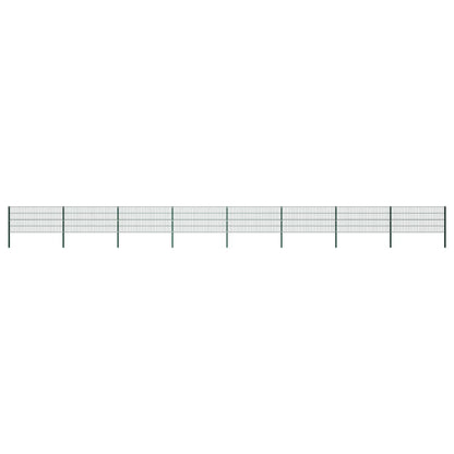 Schuttingpaneel Met Palen 13,6X0,8 M Ijzer Groen 0.8 m 13.6 m
