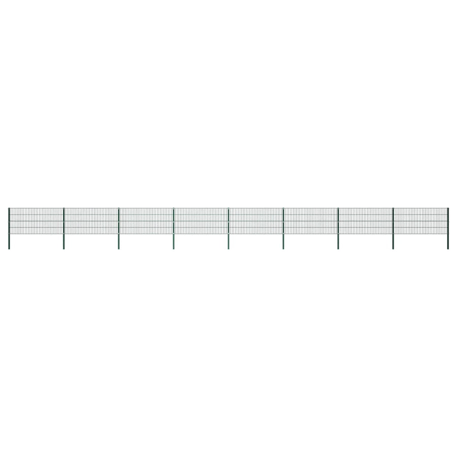 Schuttingpaneel Met Palen 13,6X0,8 M Ijzer Groen 0.8 m 13.6 m