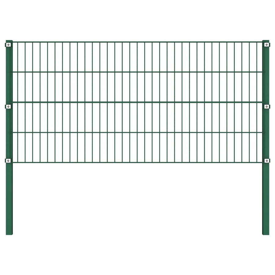 Schuttingpaneel Met Palen 13,6X0,8 M Ijzer Groen 0.8 m 13.6 m