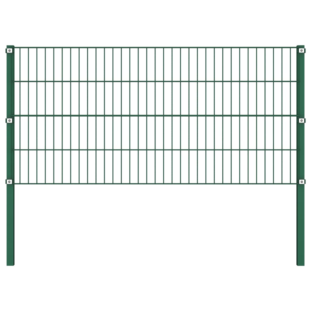 Schuttingpaneel Met Palen 15,3X0,8 M Ijzer Groen 0.8 m 15.3 m