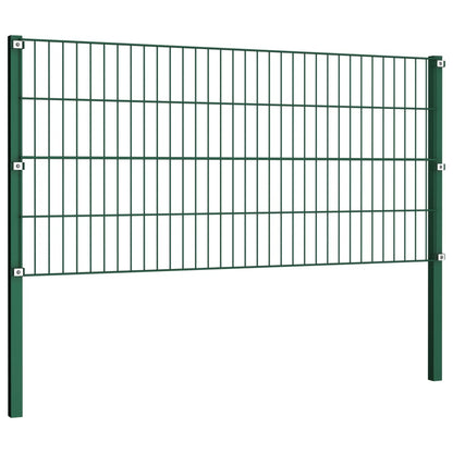 Schuttingpaneel Met Palen 15,3X0,8 M Ijzer Groen 0.8 m 15.3 m