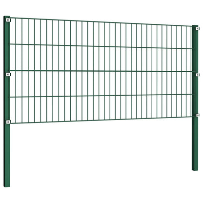 Schuttingpaneel Met Palen 17X0,8 M Ijzer Groen 0.8 m 17 m