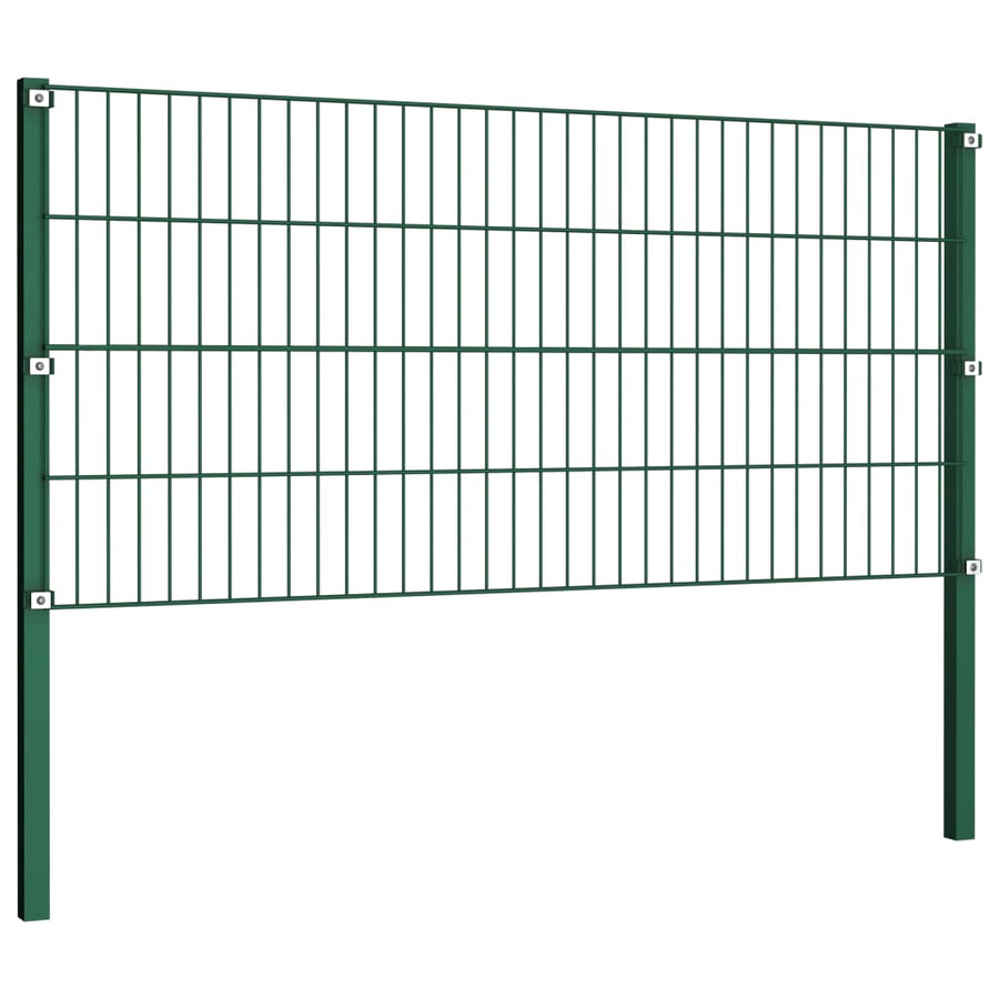 Schuttingpaneel Met Palen 17X0,8 M Ijzer Groen 0.8 m 17 m