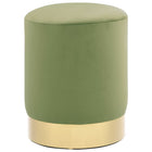 Velvet stool 28 x 36 cm mustard green and gold-coloured