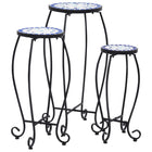 Side tables mosaic 3 pcs ceramic blue and white