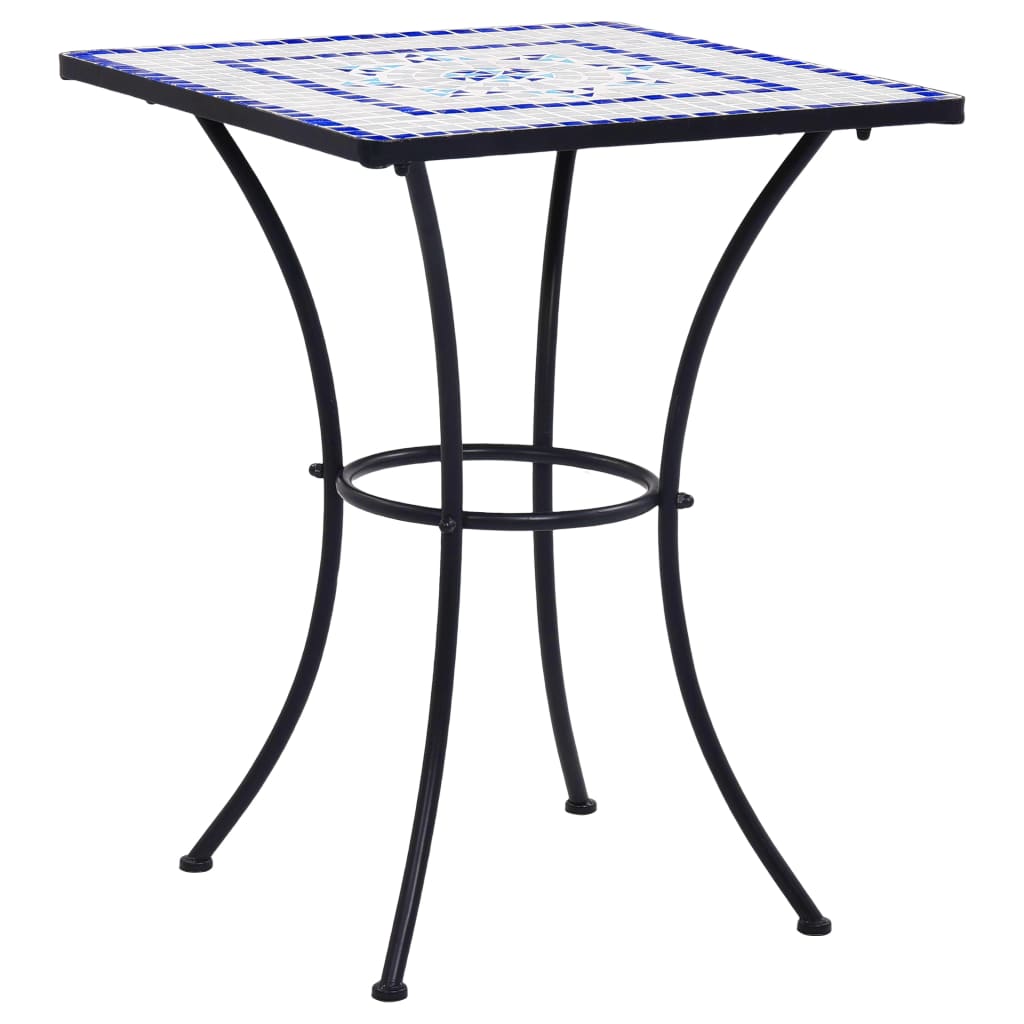 Bistrotafel Mozaïek 60 Cm Keramiek En Wit Blauw Vierkant