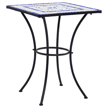Bistrotafel Mozaïek 60 Cm Keramiek En Wit Blauw Vierkant