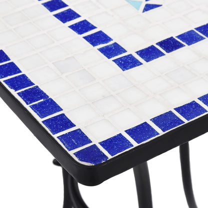 Bistrotafel Mozaïek 60 Cm Keramiek En Wit Blauw Vierkant