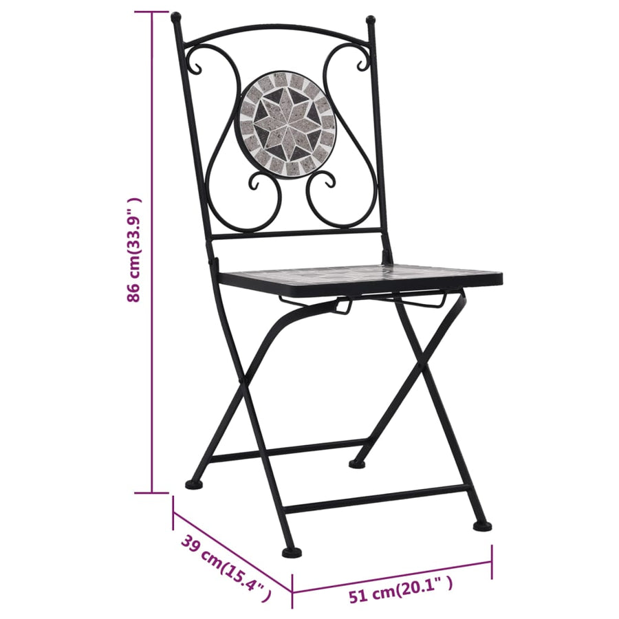 Bistrostoelen Mozaïek Grijs
