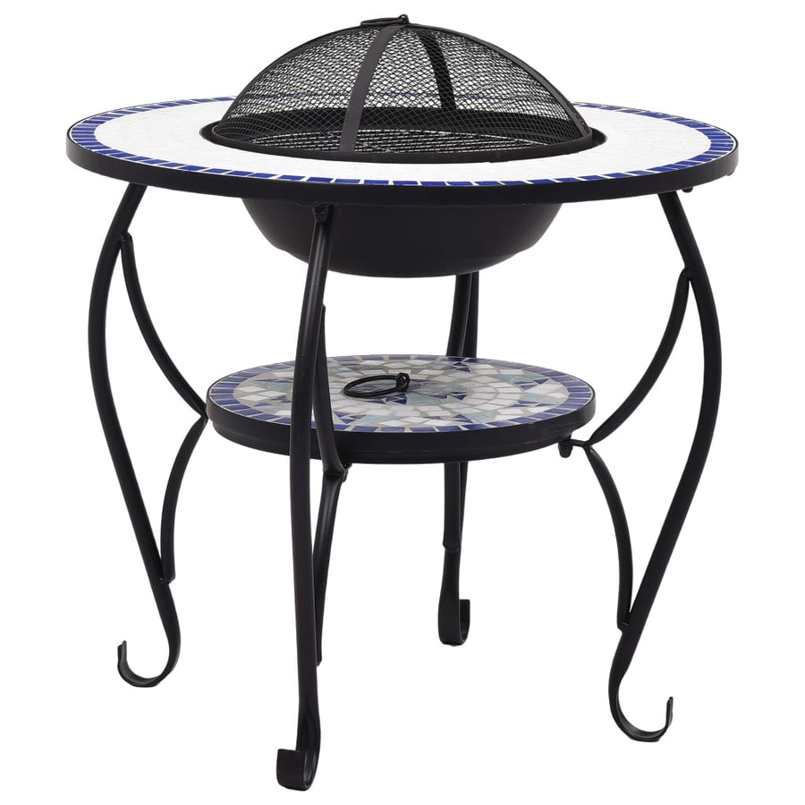 Vuurtafel mozaïek 68 cm keramiek blauw en wit Blauw