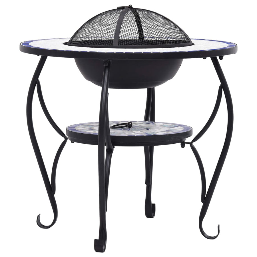 Vuurtafel mozaïek 68 cm keramiek blauw en wit Blauw