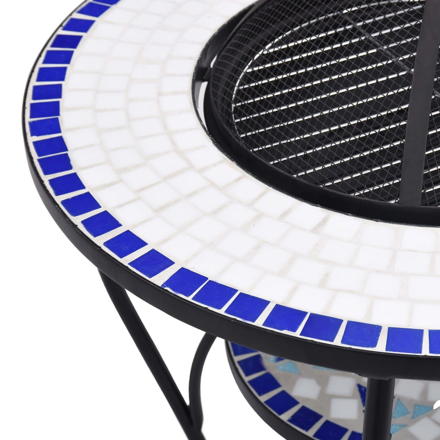 Vuurtafel mozaïek 68 cm keramiek blauw en wit Blauw