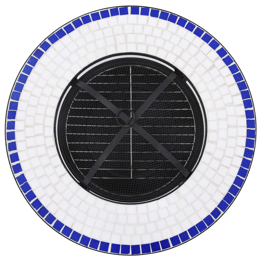 Vuurtafel mozaïek 68 cm keramiek blauw en wit Blauw