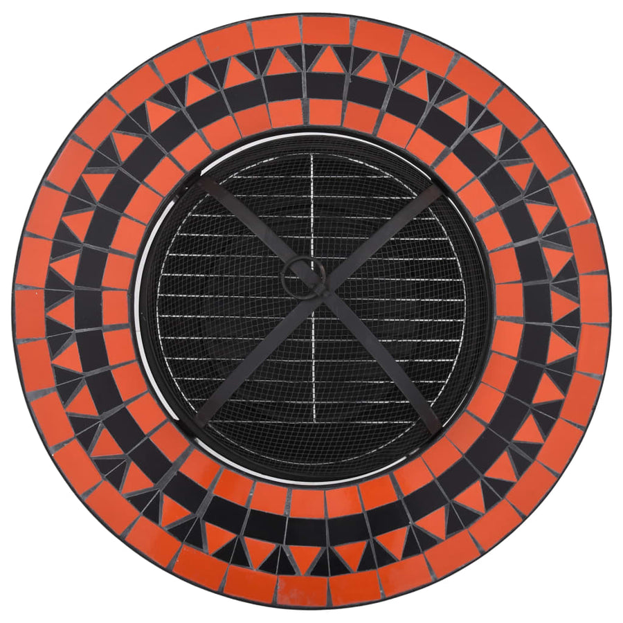 Vuurtafel mozaïek 68 cm keramiek terracottakleurig en wit Terracotta en wit