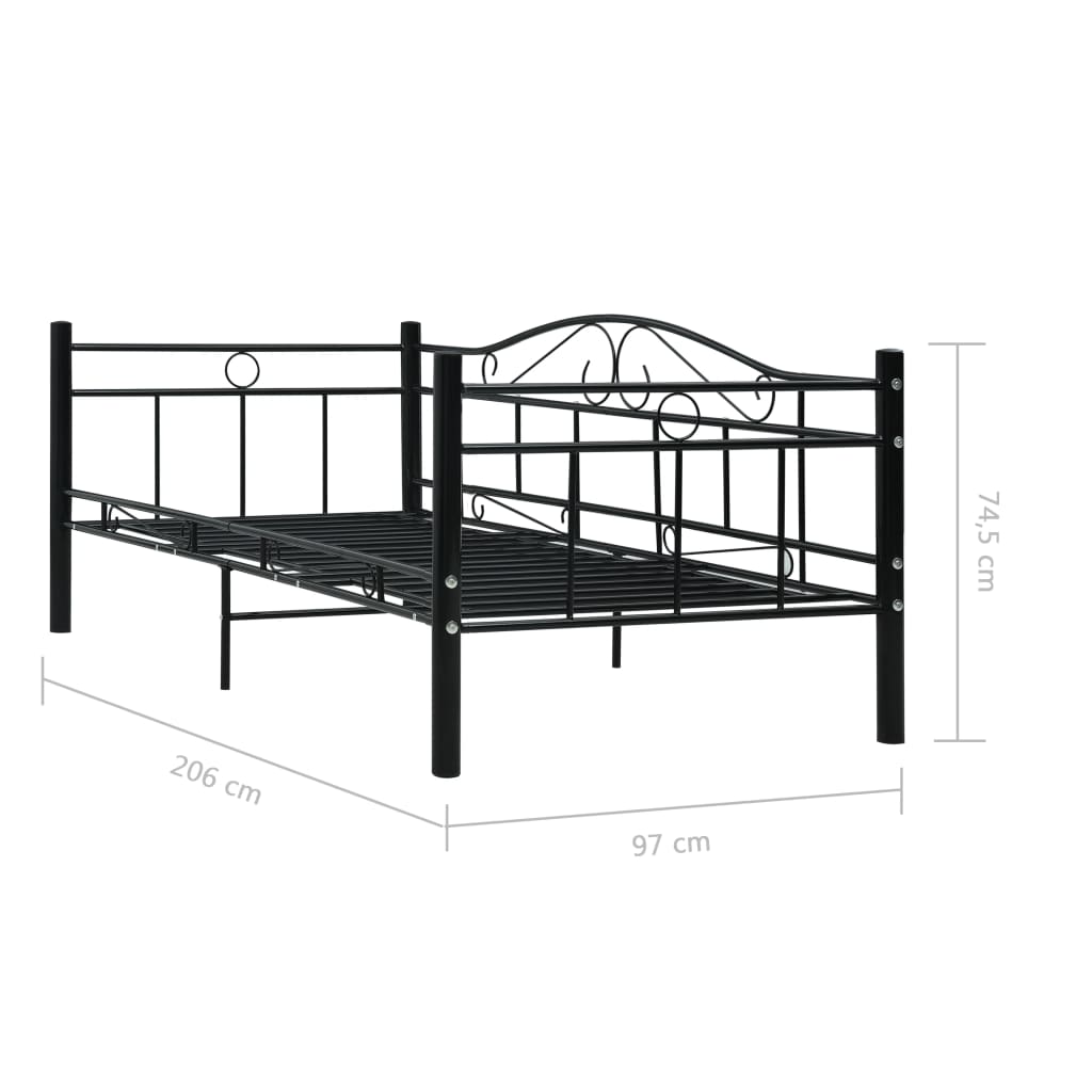 Bedbank metaal zwart 90x200 cm