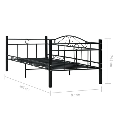 Bedbank metaal zwart 90x200 cm