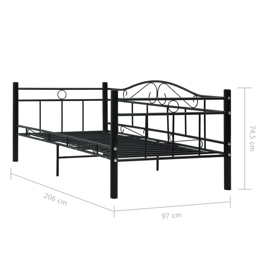 Bedbank metaal zwart 90x200 cm