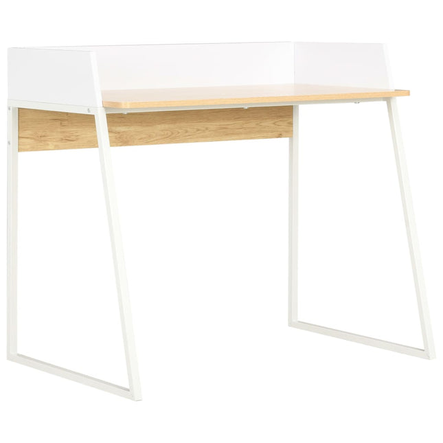 Bureau 90X60X88 Cm En Eikenkleurig Wit en bruin