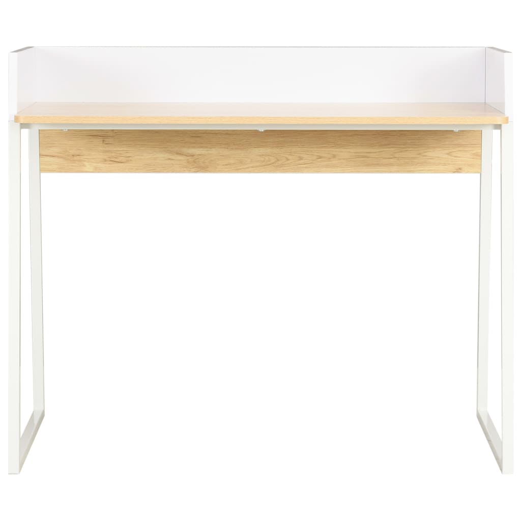 Bureau 90X60X88 Cm En Eikenkleurig Wit en bruin