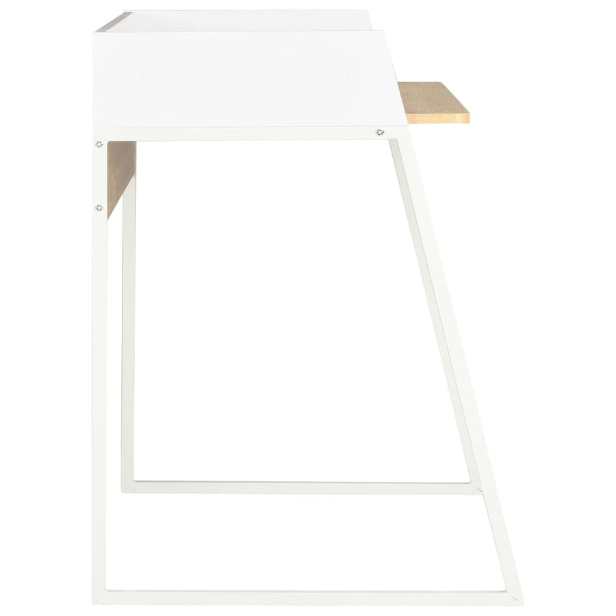 Bureau 90X60X88 Cm En Eikenkleurig Wit en bruin