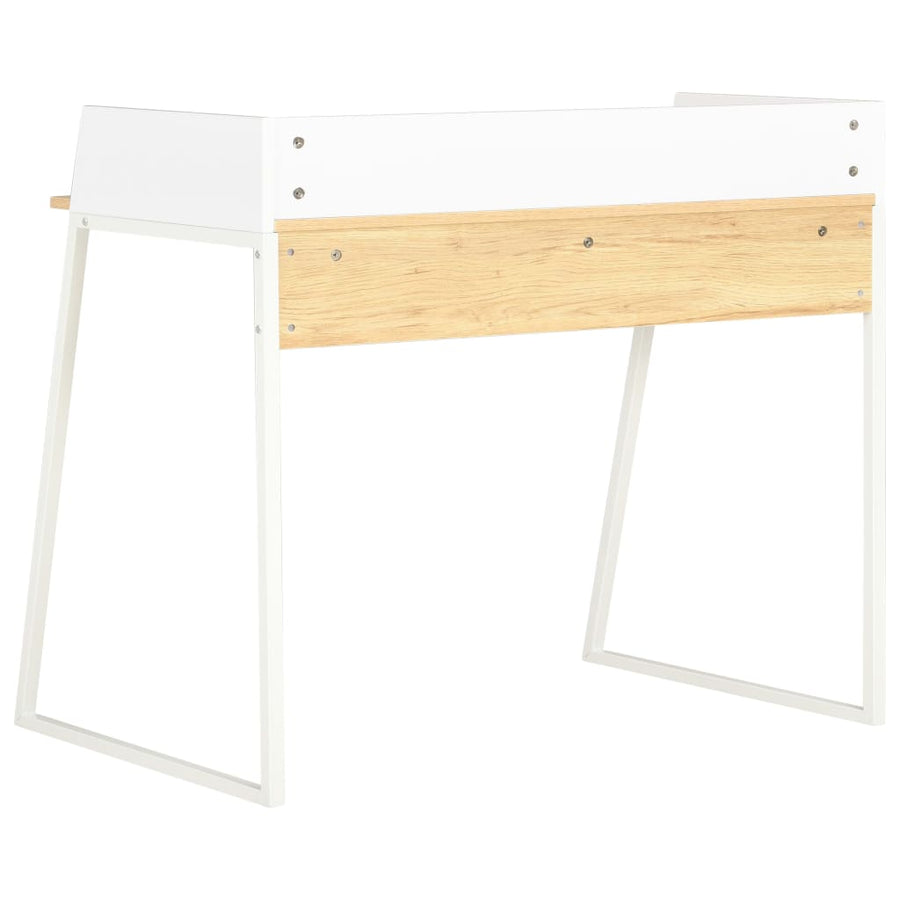 Bureau 90X60X88 Cm En Eikenkleurig Wit en bruin