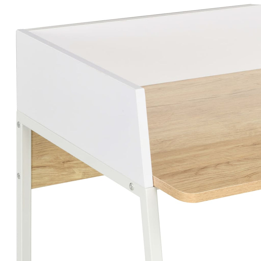 Bureau 90X60X88 Cm En Eikenkleurig Wit en bruin