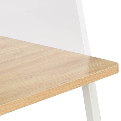 Bureau 90X60X88 Cm En Eikenkleurig Wit en bruin