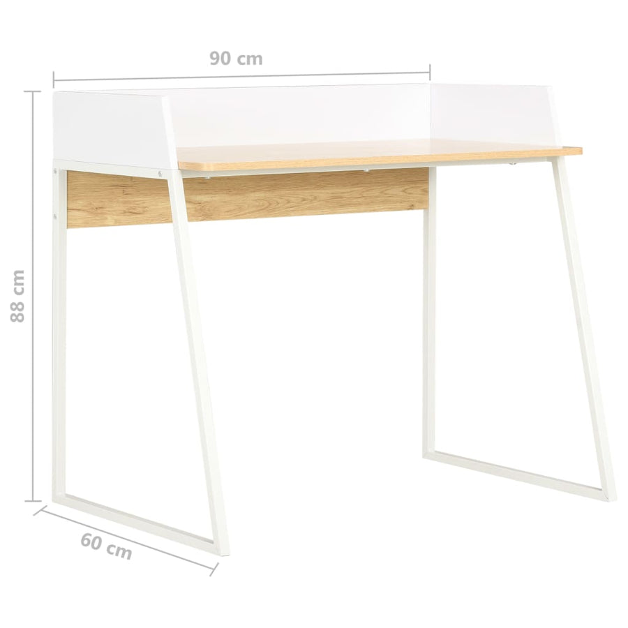 Bureau 90X60X88 Cm En Eikenkleurig Wit en bruin