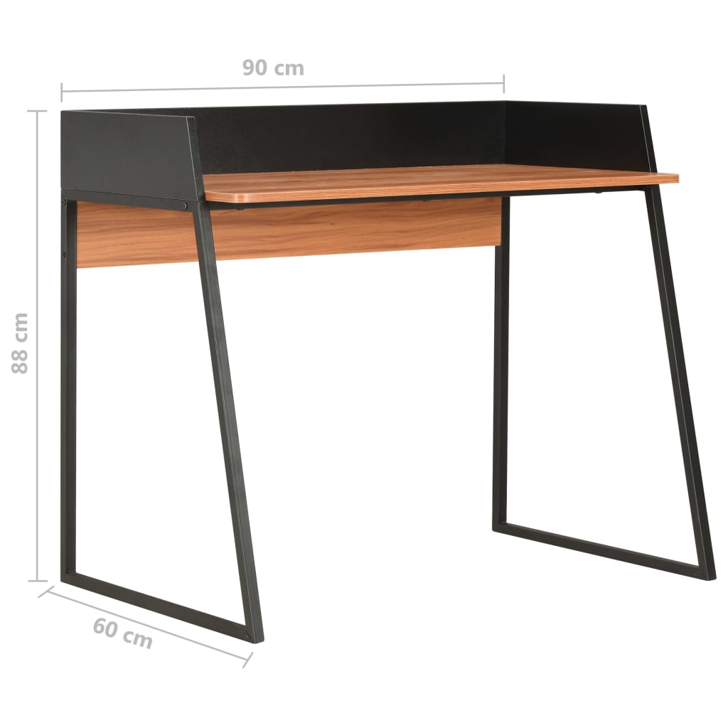 Bureau 90X60X88 Cm Zwart en bruin