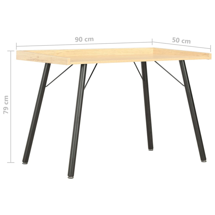 Bureau 90X50X79 Cm Kleurig Zwart en eiken