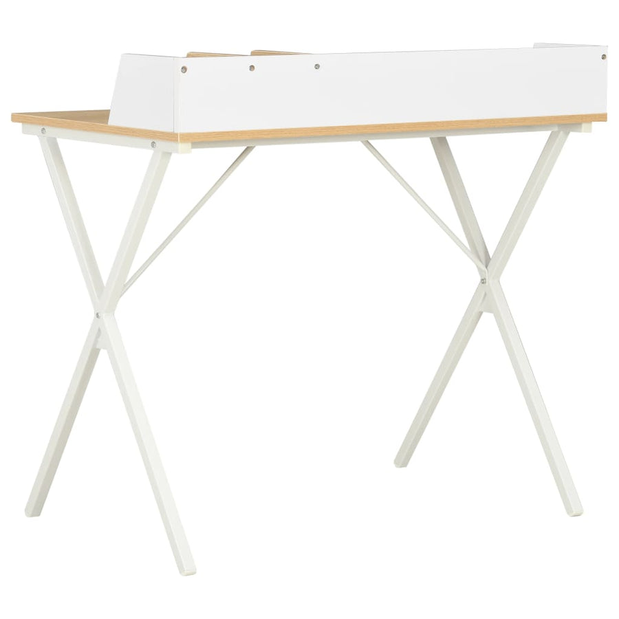 Bureau 80x50x84 cm wit en natuurlijk Wit en bruin