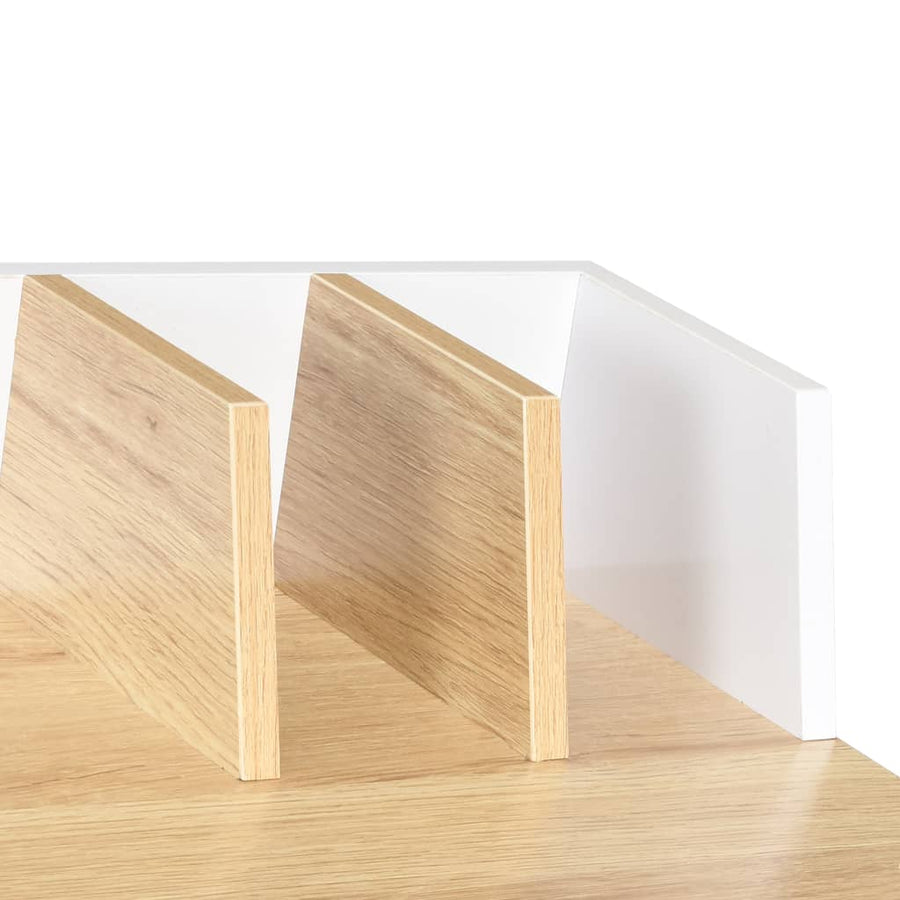 Bureau 80x50x84 cm wit en natuurlijk Wit en bruin