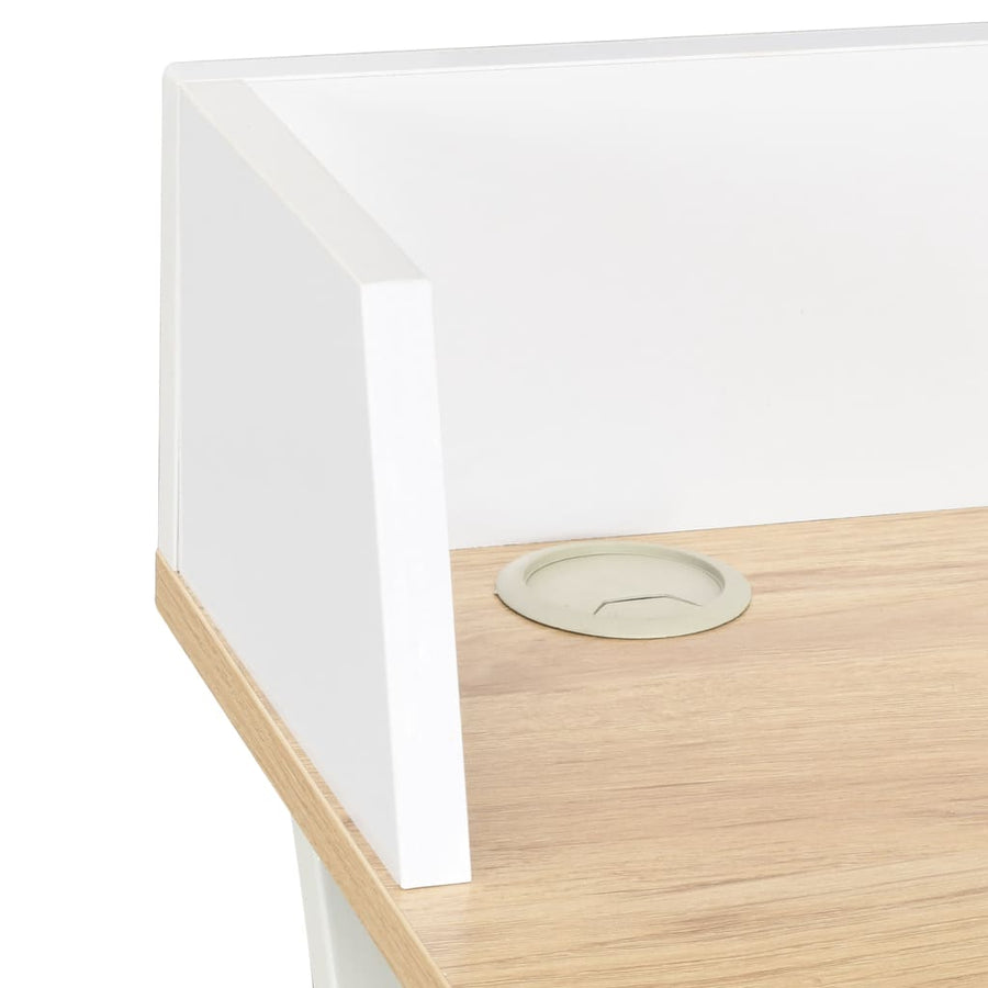 Bureau 80x50x84 cm wit en natuurlijk Wit en bruin