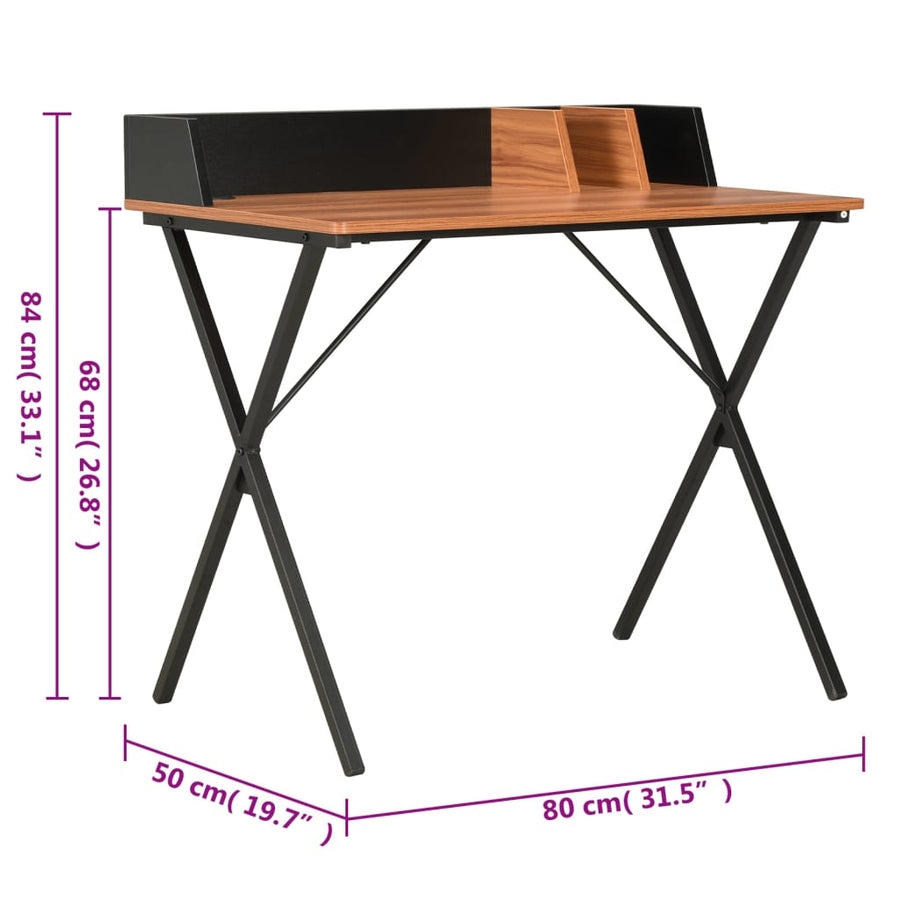 Bureau 80X50X84 Cm Zwart en bruin