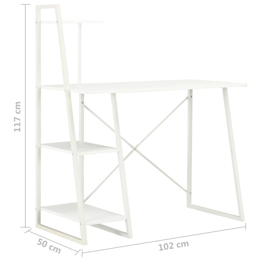 Bureau met schappen 102x50x117 cm wit Wit