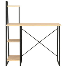 Bureau Met Schappen 102X50X117 Cm Kleurig Zwart en eiken