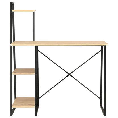 Bureau Met Schappen 102X50X117 Cm Kleurig Zwart en eiken