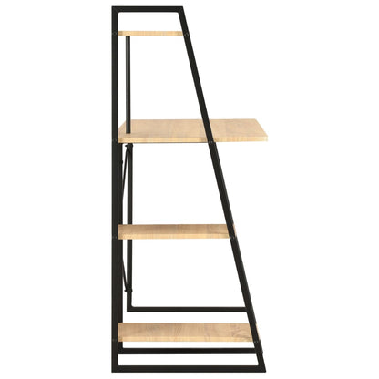 Bureau Met Schappen 102X50X117 Cm Kleurig Zwart en eiken