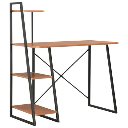 Bureau Met Schappen 102X50X117 Cm Zwart en bruin