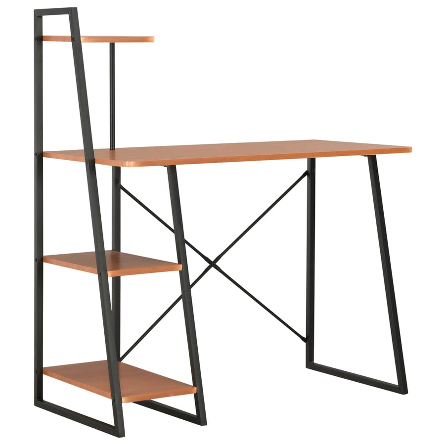 Bureau Met Schappen 102X50X117 Cm Zwart en bruin