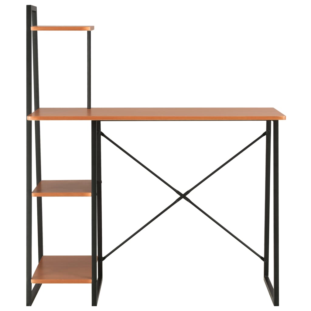 Bureau Met Schappen 102X50X117 Cm Zwart en bruin