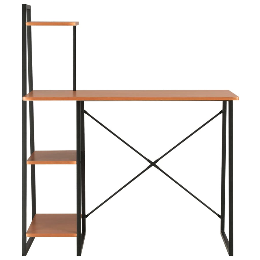 Bureau Met Schappen 102X50X117 Cm Zwart en bruin