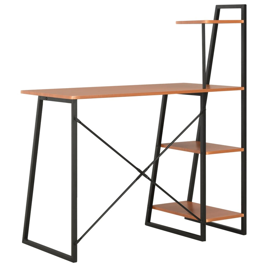 Bureau Met Schappen 102X50X117 Cm Zwart en bruin