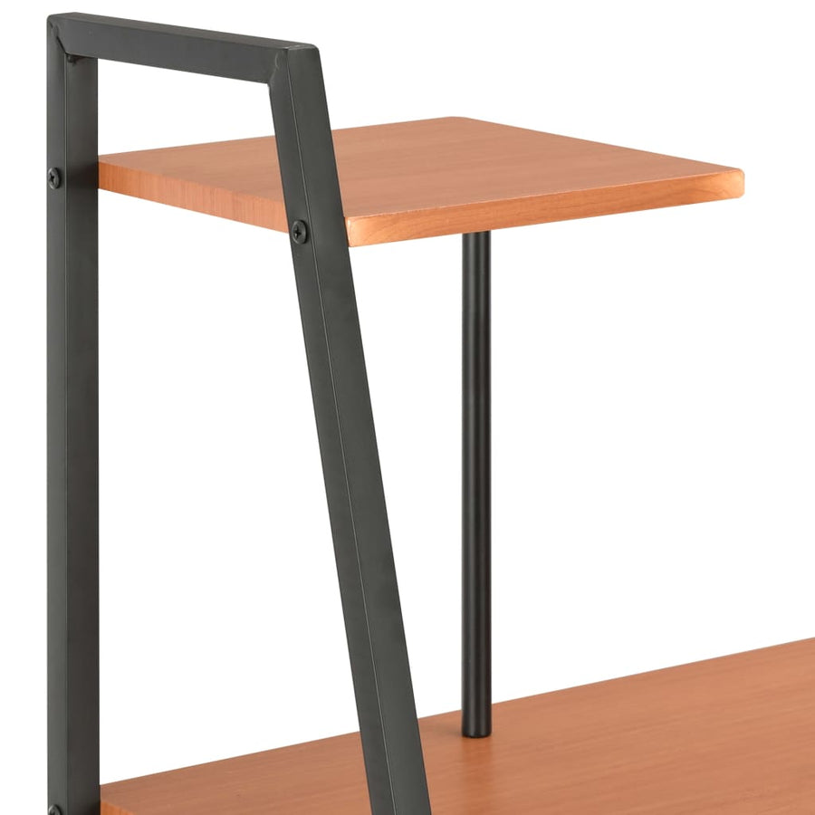 Bureau Met Schappen 102X50X117 Cm Zwart en bruin
