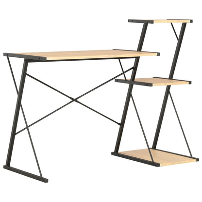 Bureau Met Schap 116X50X93 Cm Kleurig Zwart en eiken