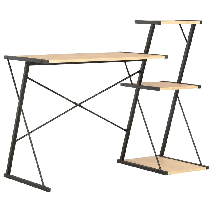 Bureau Met Schap 116X50X93 Cm Kleurig Zwart en eiken