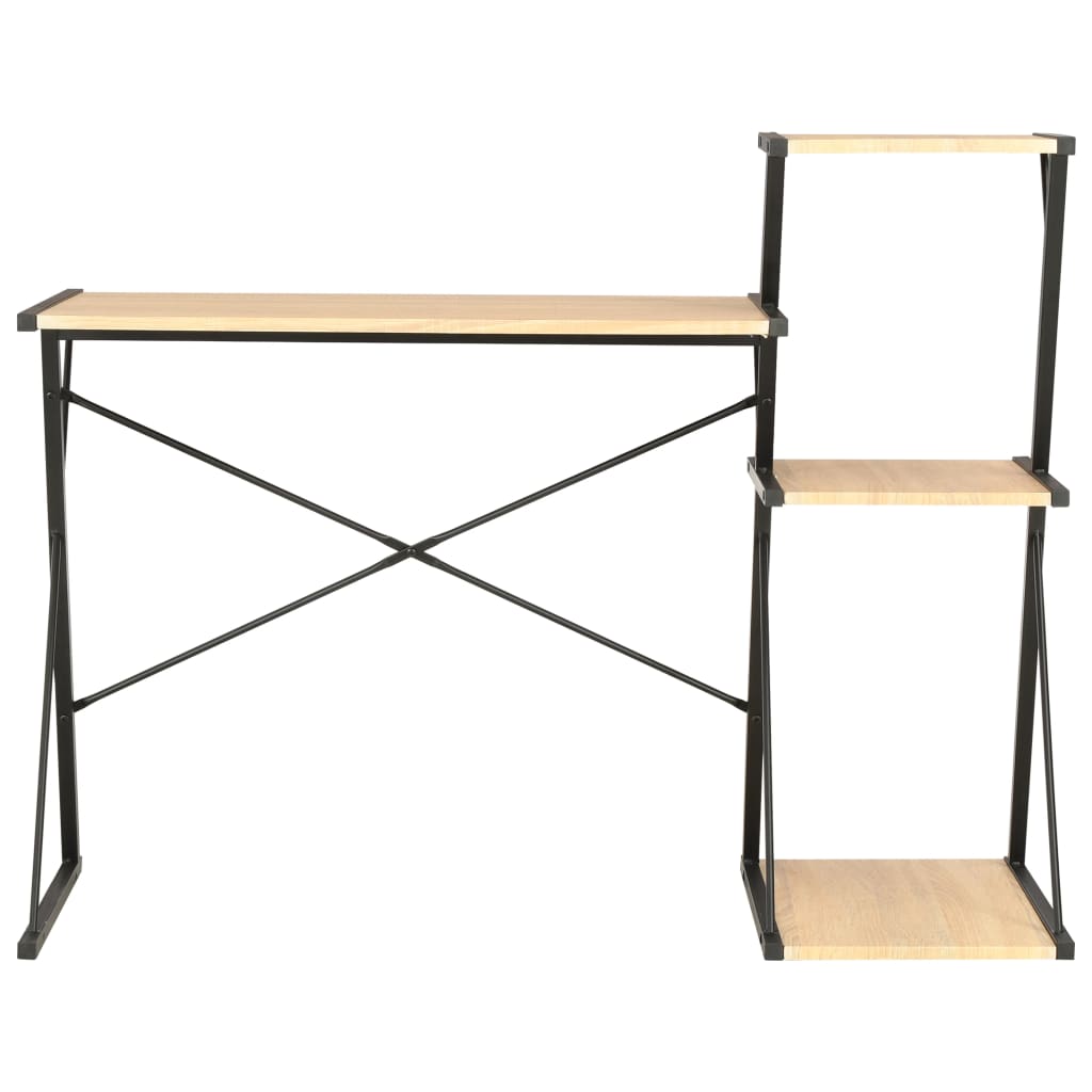 Bureau Met Schap 116X50X93 Cm Kleurig Zwart en eiken