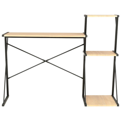 Bureau Met Schap 116X50X93 Cm Kleurig Zwart en eiken